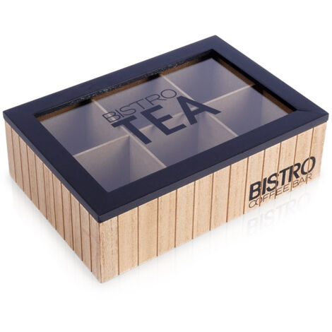 CONTENITORE PER IL TÈ, SCATOLA IN LEGNO PER IL TÈ, ORGANIZZATORE, SCATOLA DA BISTRO, 24 CM