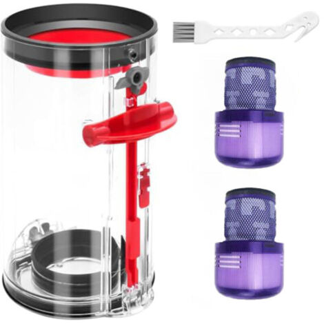 Contenitore per la polvere per aspirapolvere Dyson V11 V15, ricambi con 2 filtri e spazzola per la pulizia, contenitore trasparente per la raccolta della polvere per accessori Dyson SV14 SV15 SV22