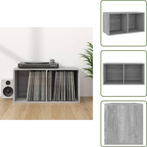 Contenitore per LP - vidaXL Contenitore Vinili Grigio Sonoma 71x34x36 cm Legno Multistrato - Armadio per vinili