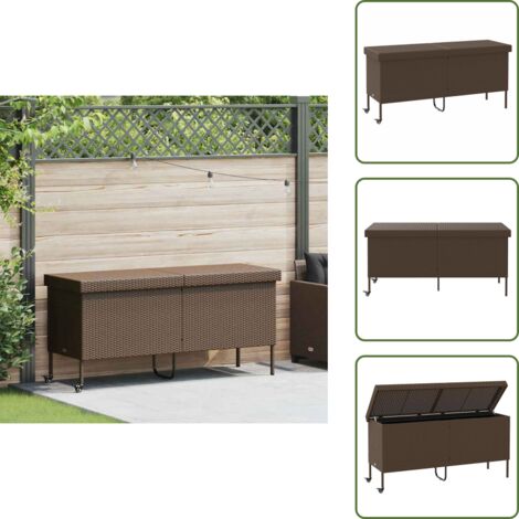 Contenitore per oggetti esterni - vidaXL Contenitore da Giardino con Ruote Marrone Polyrattan - Contenitore per cuscini