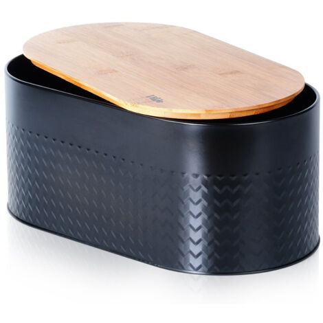 Contenitore per panini con tagliere in bambù da cucina, nero