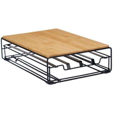 Contenitore per Sistemare le Capsule di Caffè Kinvara Marrone Nero Naturale Metallo Bambù 21 x 57 x 8,5 cm 21 x 7,5 x 31 cm 21 x