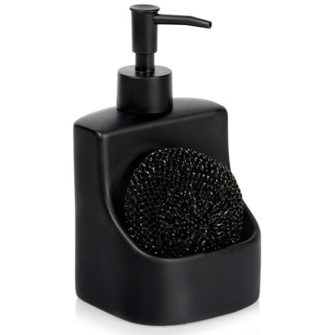 Contenitore per spugnetta per detersivo per piatti, in ceramica nera opaca, 400 ml