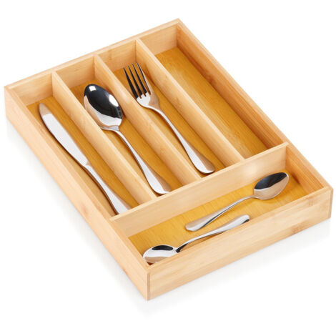 Contenitore per utensili da cucina con inserto per posate in bambù