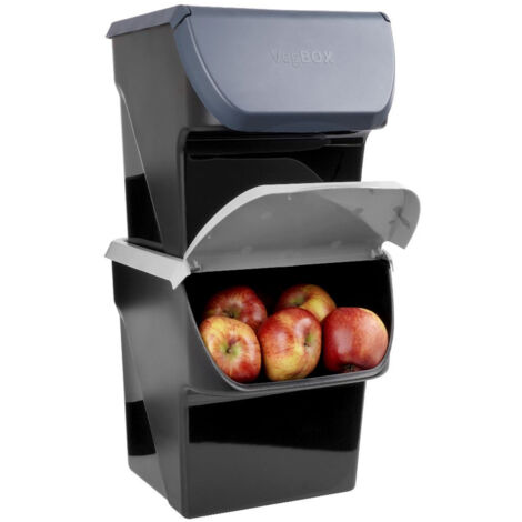 Contenitore per verdura, frutta, cipolle, patate, aglio, antracite, grigio, set da 2, 13 l