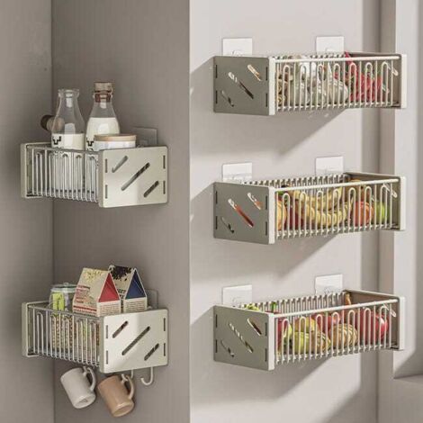 Contenitore per verdure e spezie per la cucina. Scolapiatti da parete, bianco crema, 3615,510,5 cm
