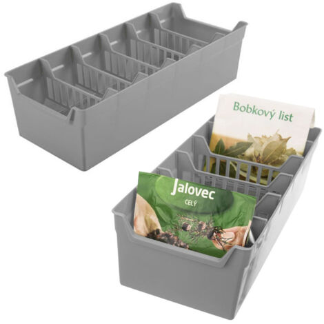 Contenitore porta spezie grigio 30x13x8 cm 2 pz.