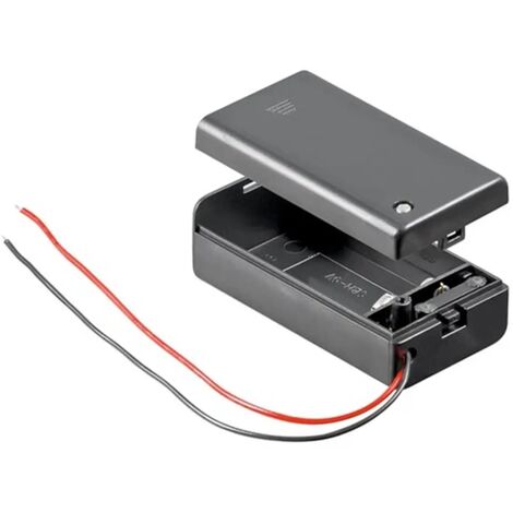 contenitore portabatteria per batteria 9 volt con cavo di connessione e custodia chiusa nero
