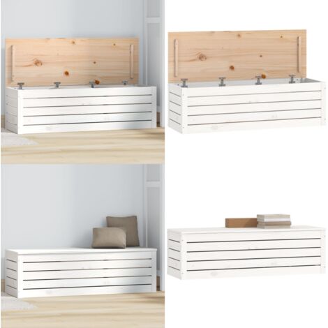 Contenitore Portaoggetti Bianco 109x36,5x33cm Massello di Pino - Contenitore in legno - Contenitore in pino