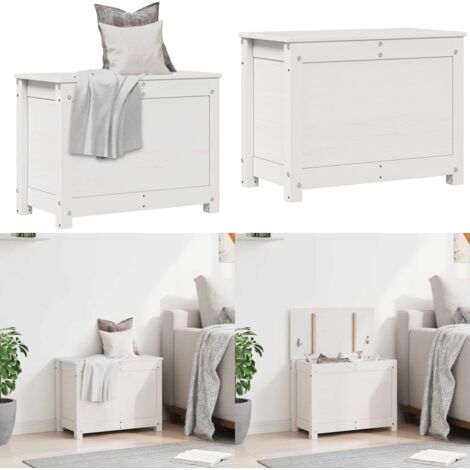 Contenitore Portaoggetti Bianco 60x32x45,5cm Massello di Pino - Organizzazione domestica - Contenitore in legno