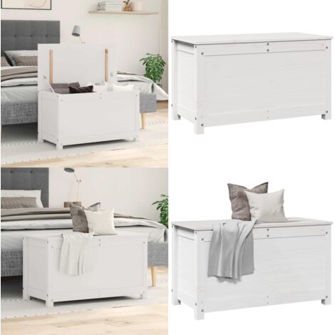 Contenitore Portaoggetti Bianco 80x40x45,5cm Massello di Pino - Organizzazione domestica - Contenitore in legno