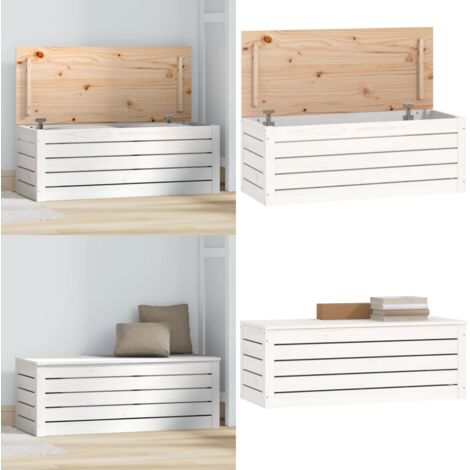 Contenitore Portaoggetti Bianco 89x36,5x33cm Massello di Pino - Organizzazione domestica - Contenitore in legno
