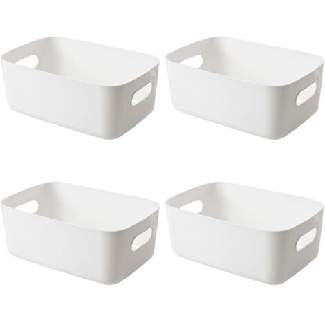 Contenitore portaoggetti in plastica KZQ, 4 cestini portaoggetti in plastica, resistenti, robusti, con maniglie su entrambi i lati, cestini portaoggetti in plastica per cucina, bagno, cameretta dei ba