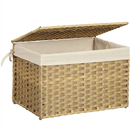 Cestino Yes Everyday Con Coperchio 66x41x43cm Rattan/bambu' 3pz