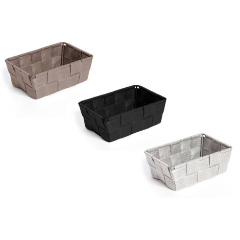 Contenitore Rattan Decorativo Cestino Portaoggetti 15x10x5 Tinta Unita, misura15x10x5coloreGrigio