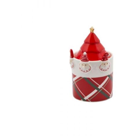 Contenitore rotondo ceramica rosso 12x20 cm