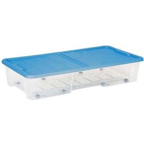 CONTENITORE SOTTOLETTO MASTERBOX COLORE TRASPARENTE/BLU ART.511- - cm.77x39x15h. - lt.35 - 12 pezzi DEA HOME