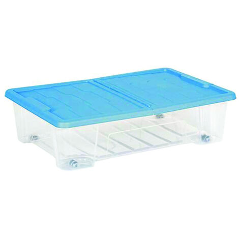 CONTENITORE SOTTOLETTO MASTERBOX COLORE TRASPARENTE/BLU- - cm.57x39x15h. - lt.25 - 15 pezzi DEA HOME