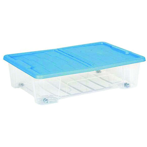 Contenitore Sottoletto Masterbox Colore Trasparente/Blu  - cm.57x39x15h. - lt.25 - 15 pz