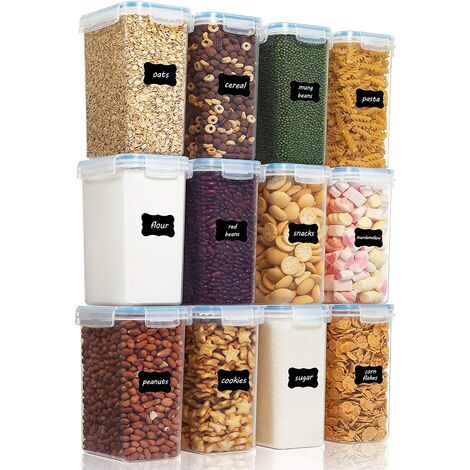 Senza BPA Contenitori Plastica con Coperchio,Set di 6 24 Etichette Vtopmart 2.5L Contenitori Alimentari per Cereali,Pasta Rosa 