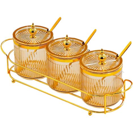 contenitori ermetici per condimenti, bottiglie per condimenti con coperchio e cucchiaio, custodia per armadietto, sala da pranzo, piano di lavoro, cassetto, tavolo, campeggio, cucina, ristorante