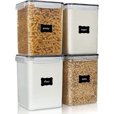 24 Etichette Vtopmart 1.6L Contenitori Alimentari per Cereali,Pasta Nero Senza BPA Contenitori Plastica con Coperchio,Set di 12 