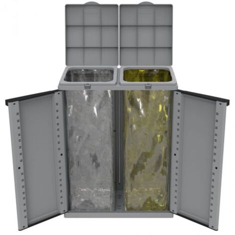 Contenitori per raccolta differeziata Terry Ecocab Grigio 2 Posti Lt. 110X2