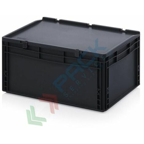 CONTENITORE PLASTICA SOVRAPPONIBILE BOX CON COPERCHIO CM.55X40 H.29 LT.50