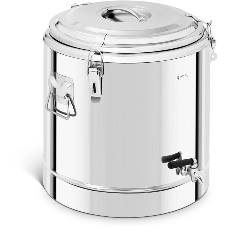 Royal Catering - Conter Isotherme Thermobox Isolation Thermique Acier Inox Robinet 32 litres