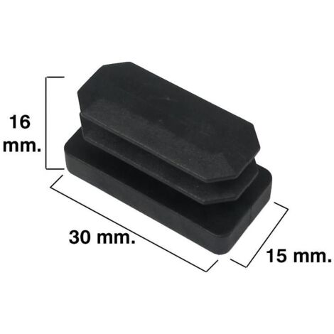 Contera Rectangular Negra 15x30mm. Blister 4 piezas.