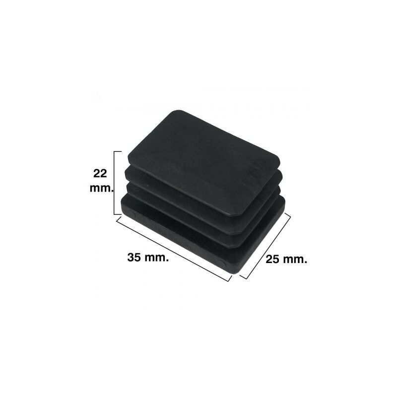 

Contera rectangular negra 25x35mm. blister 4 piezas.