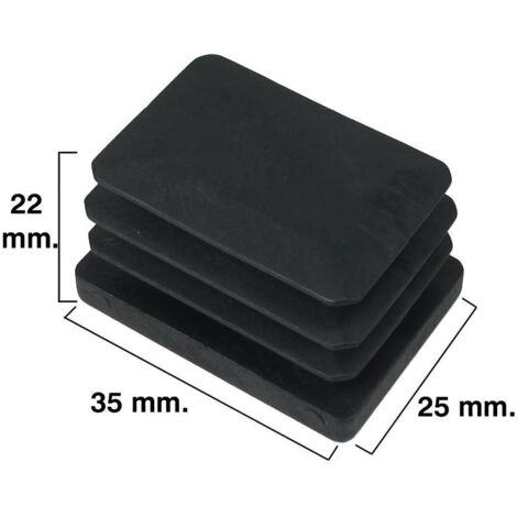 Contera Rectangular Negra 25x35mm. Blister 4 piezas.