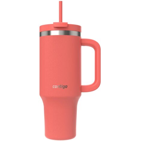 Contigo Bottiglia termica 1200 ml con manico e cannuccia, Borraccia isolata in acciaio inossidabile con coperchio, Raffredda per 29 ore, Tazza termica, Senza BPA, Coral
