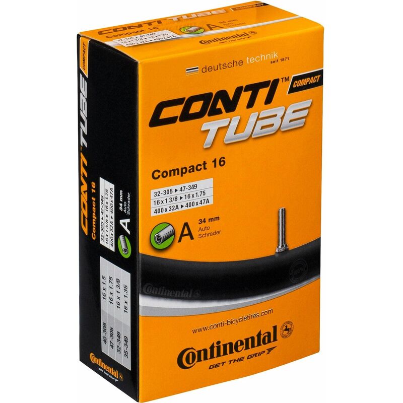 Continental - compact tube - schrader 34MM valve: black 16 TUCCTS34