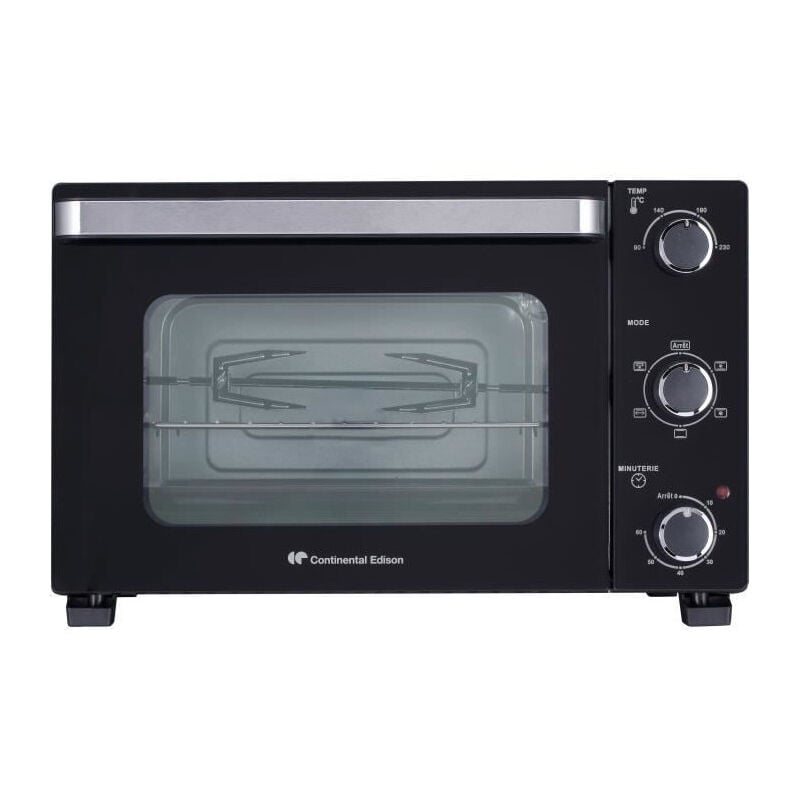 CONTINENTAL EDISON CEMF28B2 - Minifour electrique 28L noir - 1500W - Rotissoire, Convection naturelle