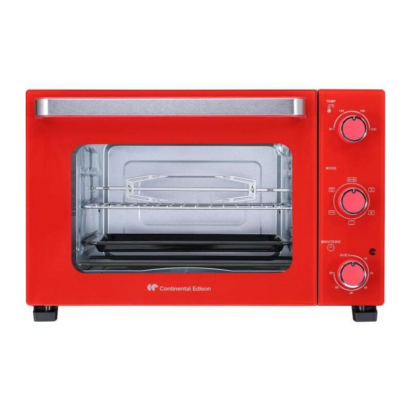 Continental Edison - CEMF35R - Minifour electrique 35L rouge - 1500W - Rotissoire, Convection naturelle