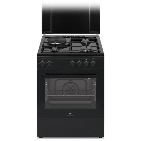 Continental Edison – Cuisinière mixte 3 feux gaz + 1 feu électrique 56L – CECM60FCB – Dimensions L59,8 x P61 x H83 cm – Nettoyage facile