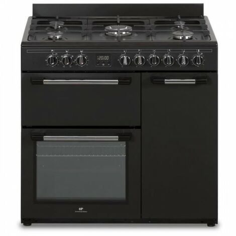 Continental Edison – Cuisinière piano gaz 5 foyers – 3 fours électriques avec foyer central double couronne – Largeur 90 cm – Pour cuisines professionnelles - CECP903FB