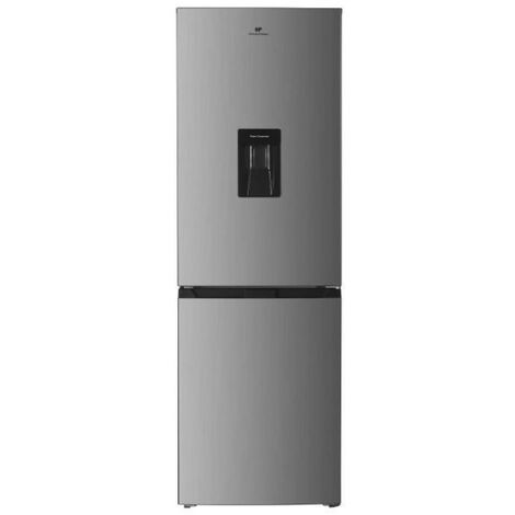 Continental Edison – Réfrigérateur congélateur bas 251L – Total No Frost – Inox – L 55 cm x H 180 cm – Distributeur d'eau 2L – Classe énergétique E