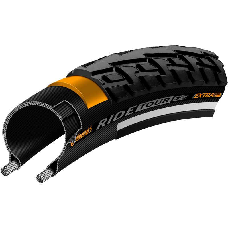 Continental - ride tour reflex tyre - wire bead: black/black reflex 700X47C (45C) - TYC01160