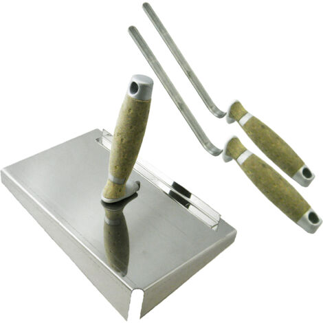 CONTOO Fugblech Edelstahl 245x155mm + Fugenkelle 10+12mm LEDERGRIFF CT04
