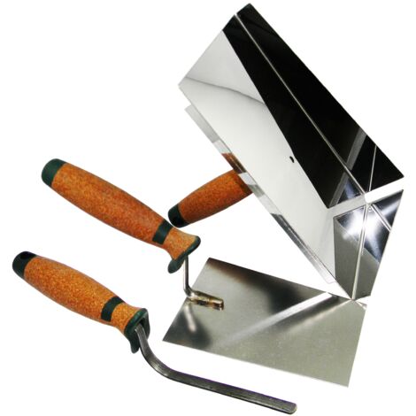 CONTOO Fugblech Edelstahl 245x155mm + Trapezkelle + Fugenkelle 8mm KORKGRIFF CT04