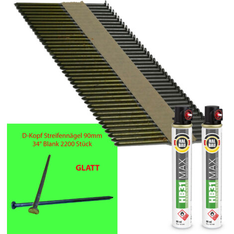 CONTOO HB43 Streifennagel 3,1x90 2200 Stk D-Kopf GL + 2x Gas HB31