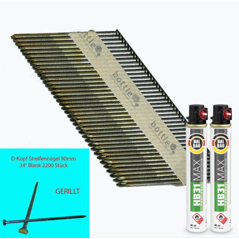 CONTOO HB43 Streifennagel 3,1x90 2200 Stk D-Kopf GR + 2x Gas HB31