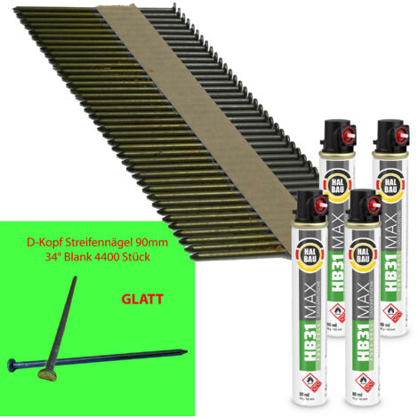 CONTOO HB43 Streifennagel 3,1x90 4400 Stk D-Kopf GL + GAS 4 x HB31