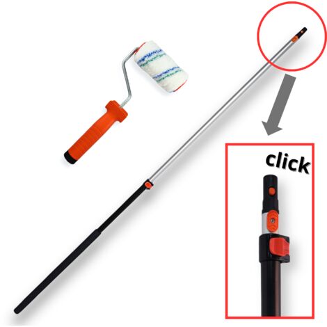 CONTOO SET Farbroller Ersatzwalze Mikrofaser Streichroller 10cm + Click Bügel für Farbroller + Click Teleskopstiel 100-180cm CT01