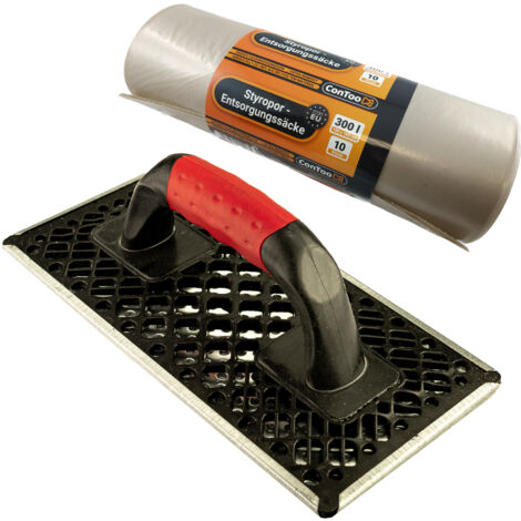 CONTOO WDVS Schleifbrett Raspel Egalisierungsbrett 270mm+Styropor-Abfallsäcke 10x300L