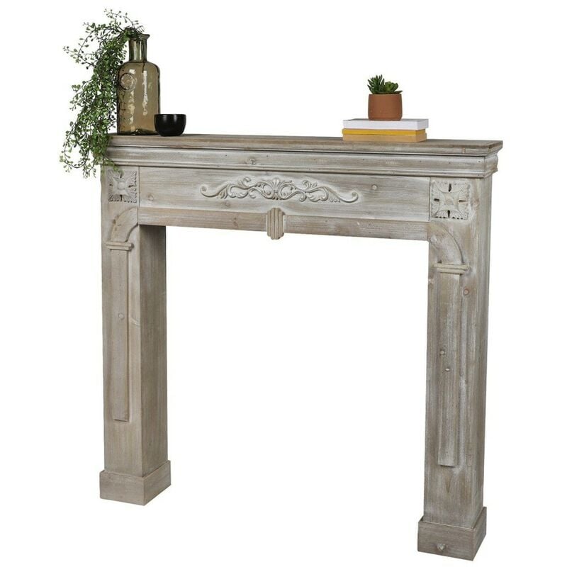 Contour de cheminée bois Cottage gris céruse