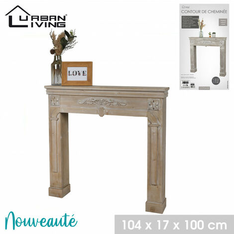 Contour de cheminée - Bois naturel cérusé - Bois - 104 x 17 x H 100 cm - Livraison gratuite