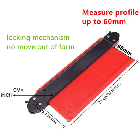 Contour Gauge Multi Function 10in ABS Double Lock Réd